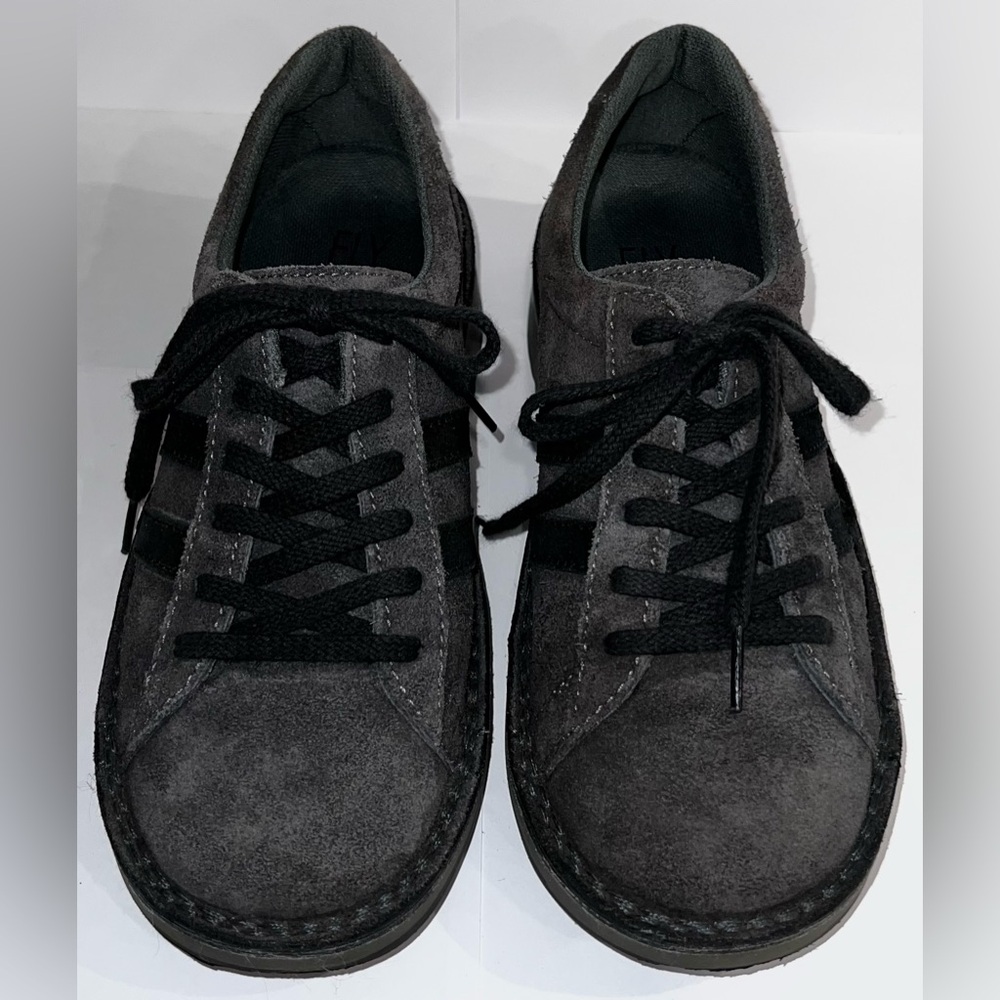 🇬🇧Y2K FLY LONDON🇬🇧VINTAGE 90s RARE Gray Suede Bowling Sneakers Shoes US9 Women’s